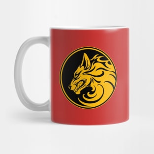 Growling Yellow and Black Wolf Circle Mug